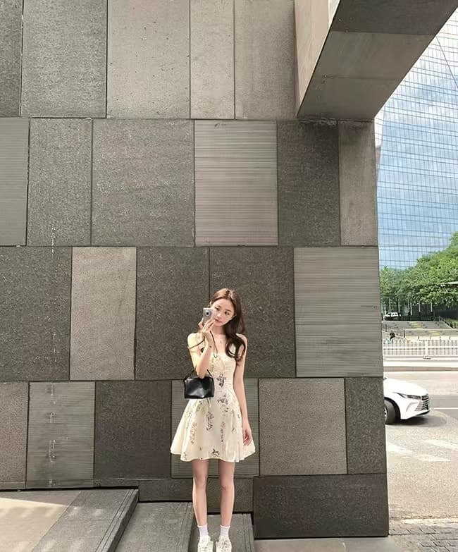 이중층 세트 인사이드 순면 워터 마크 치마 아이들 여름 슬림해 보이는 허리 수축 레이스업 꽃무늬 드레스 공주 센스 슬립 드레스 상세 이미지 12