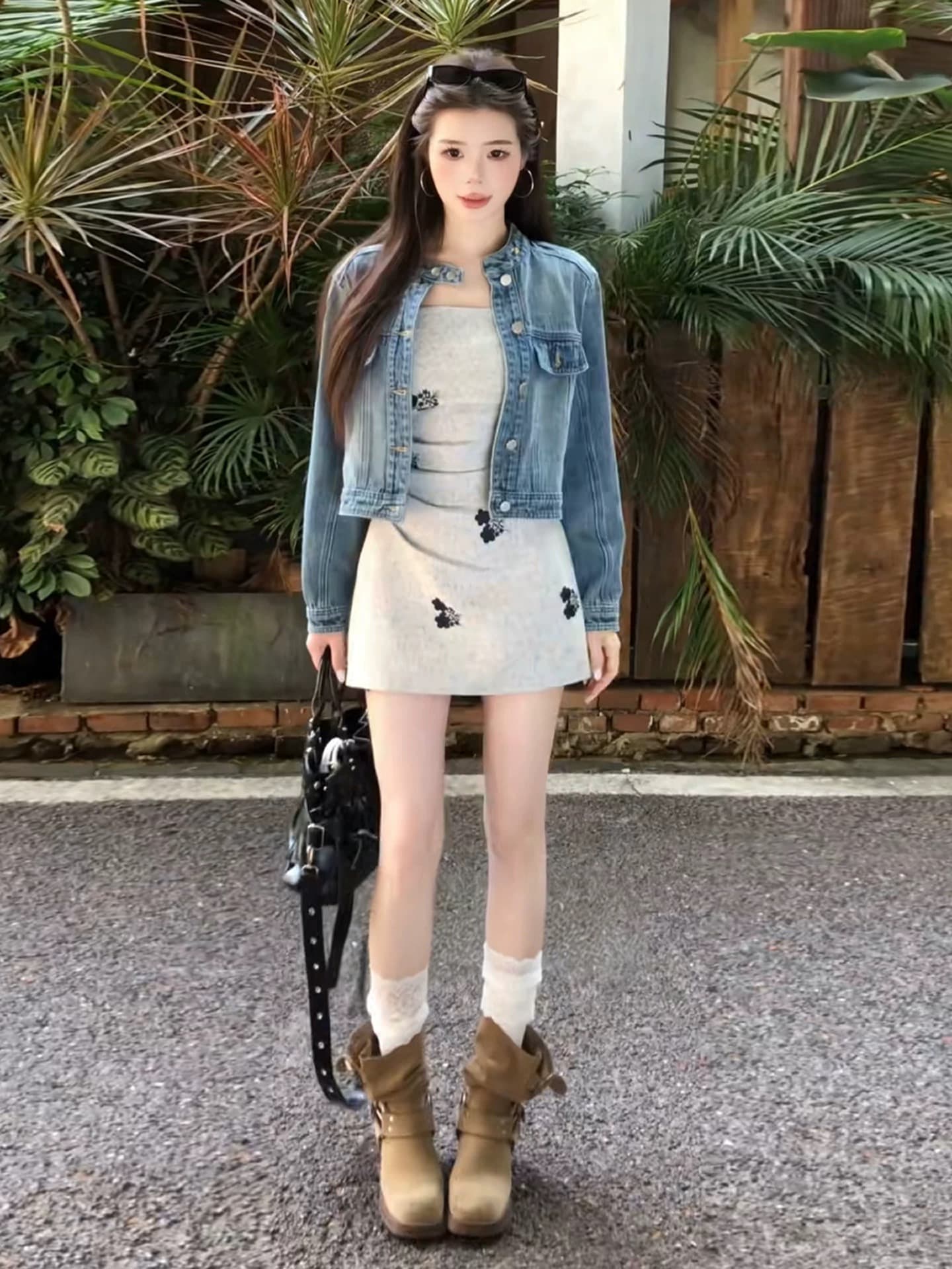 레트로 프린트 꼬집기 허리 슬림해 보이는 슬립 드레스 아이들 2026 여름 새로운 품격 자이언트 잘 생긴 미니 스커트 이미지 2