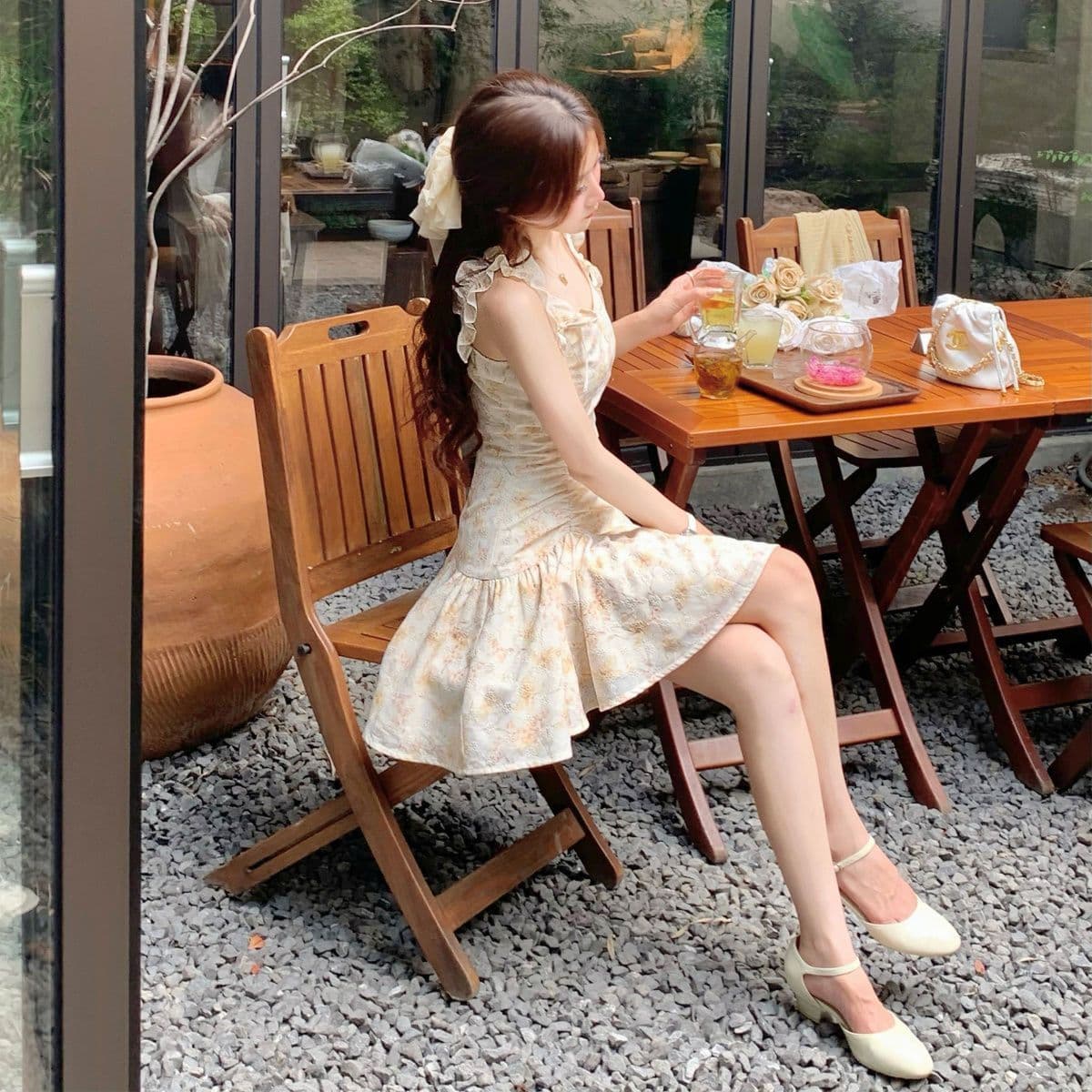 프랑스식 품격 슬립 새로운 꽃무늬 여성 드레스 여름 허리 수축 작은 키 슬림해 보이는 슬립 드레스 미니 스커트 치마 상세 이미지 2