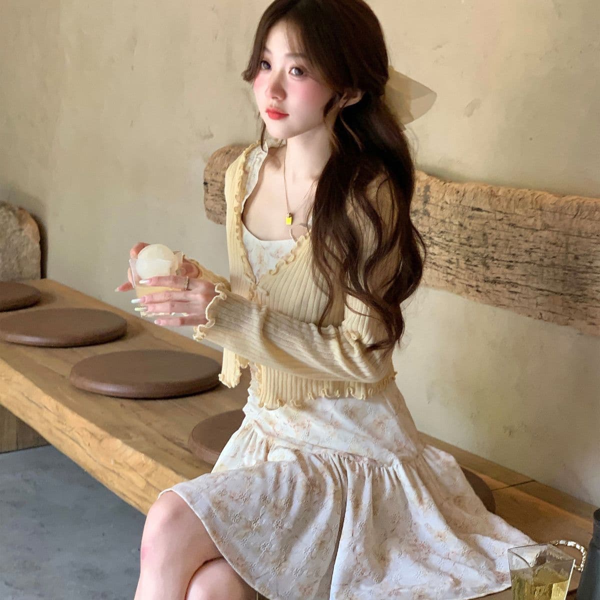 프랑스식 품격 슬립 새로운 꽃무늬 여성 드레스 여름 허리 수축 작은 키 슬림해 보이는 슬립 드레스 미니 스커트 치마 상세 이미지 8