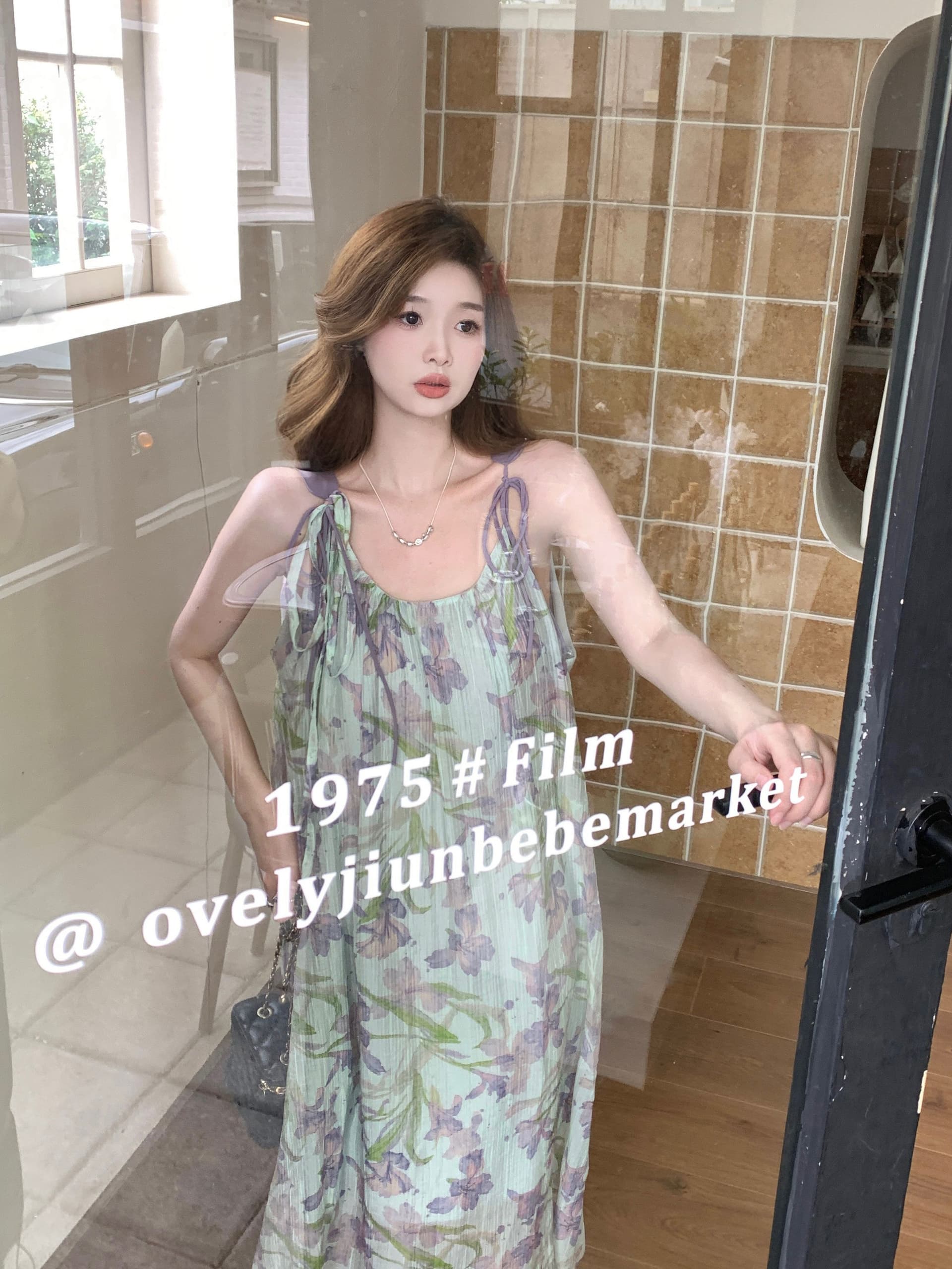 부드러운 품격 보라색 꽃무늬 슬립 드레스 여성 여름 루즈핏 슬림해 보이는 해변가 휴가 드레스 첫사랑 길다 치마 상세 이미지 7