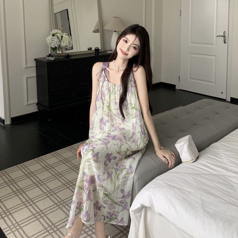 차 휴식 프랑스식 민소매 꽃무늬 슬립 드레스 아이들 여름 2026 새로운 고급 센스 슬림해 보이는 품격 롱 스커트