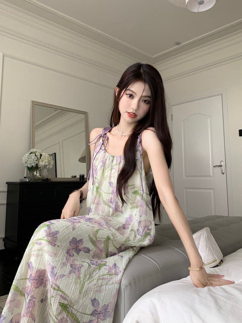 차 휴식 프랑스식 민소매 꽃무늬 슬립 드레스 아이들 여름 2026 새로운 고급 센스 슬림해 보이는 품격 롱 스커트 상세 이미지 15