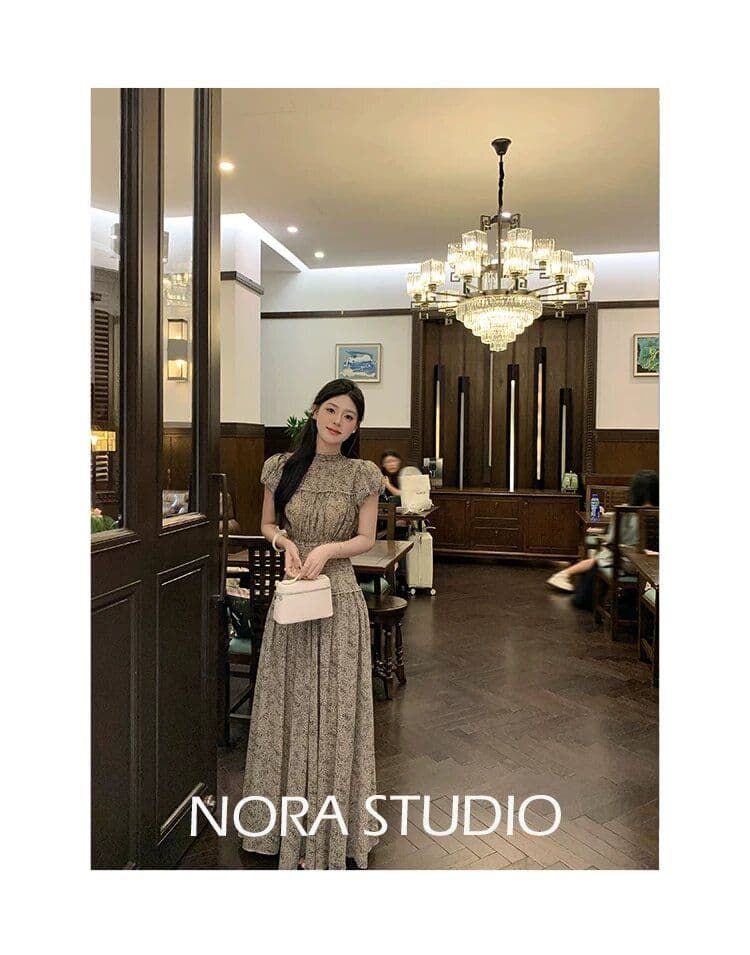 원본 것 있음 네리 프랑스식 고급 센스 한국 스타일 로얄 자매 바람 패션 반팔 드레스 디자인 부드러운 롱 스커트 상세 이미지 1
