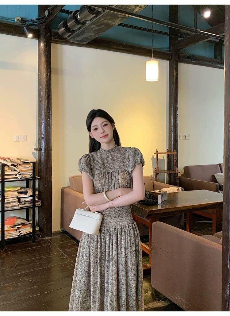 원본 것 있음 네리 프랑스식 고급 센스 한국 스타일 로얄 자매 바람 패션 반팔 드레스 디자인 부드러운 롱 스커트 상세 이미지 8