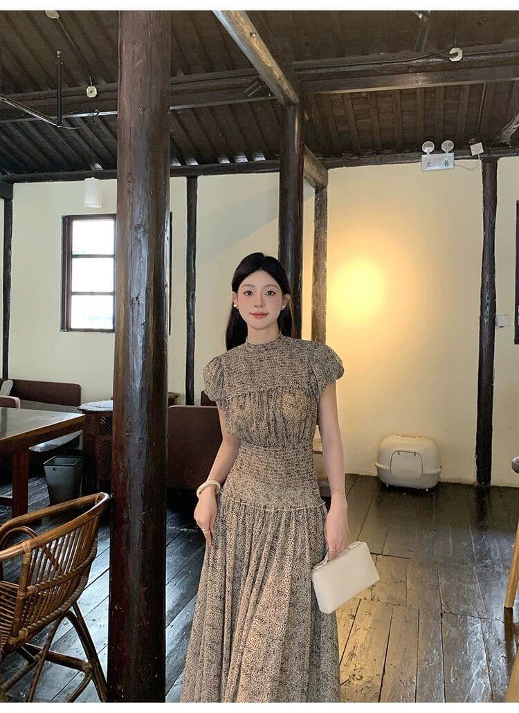 원본 것 있음 네리 프랑스식 고급 센스 한국 스타일 로얄 자매 바람 패션 반팔 드레스 디자인 부드러운 롱 스커트 상세 이미지 10