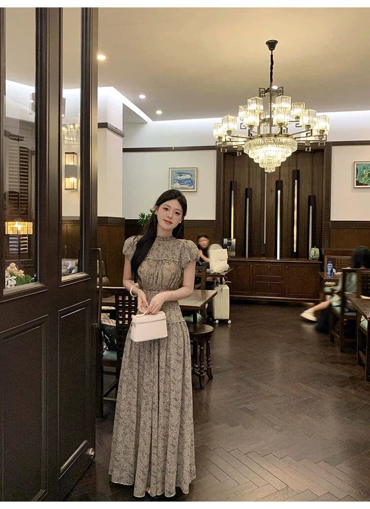 원본 것 있음 네리 프랑스식 고급 센스 한국 스타일 로얄 자매 바람 패션 반팔 드레스 디자인 부드러운 롱 스커트 상세 이미지 13