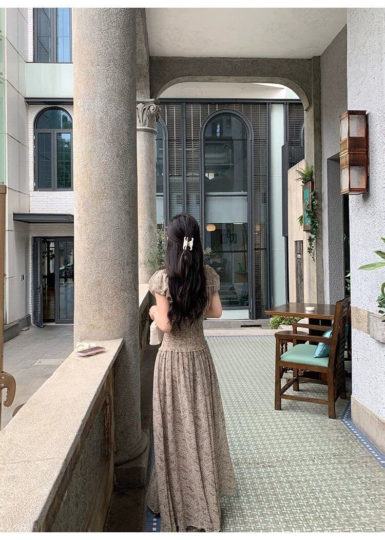 원본 것 있음 네리 프랑스식 고급 센스 한국 스타일 로얄 자매 바람 패션 반팔 드레스 디자인 부드러운 롱 스커트 상세 이미지 15