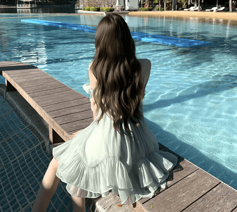 원본 것 있음 네리 프랑스식 슬립 무거운 작업 나비 매듭 프릴 요정 치마 해변가 착용 가져 가라. 슬림해 보이는 미니 스커트 상세 이미지 10