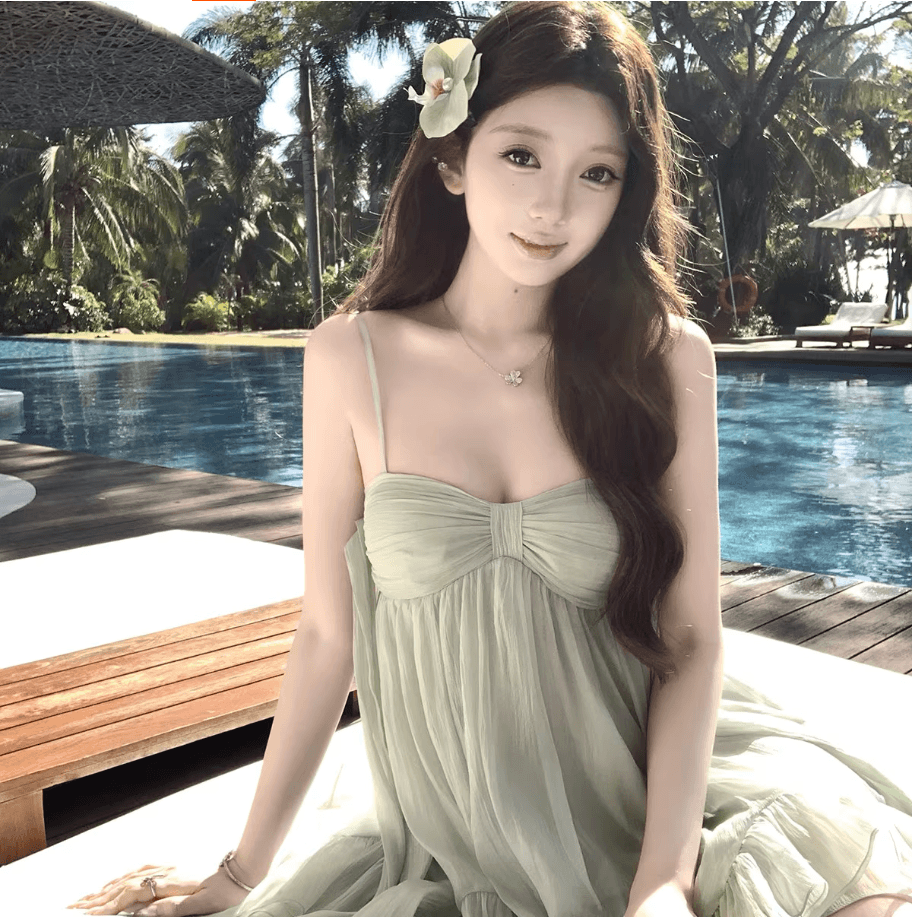 원본 것 있음 네리 프랑스식 슬립 무거운 작업 나비 매듭 프릴 요정 치마 해변가 착용 가져 가라. 슬림해 보이는 미니 스커트 상세 이미지 12