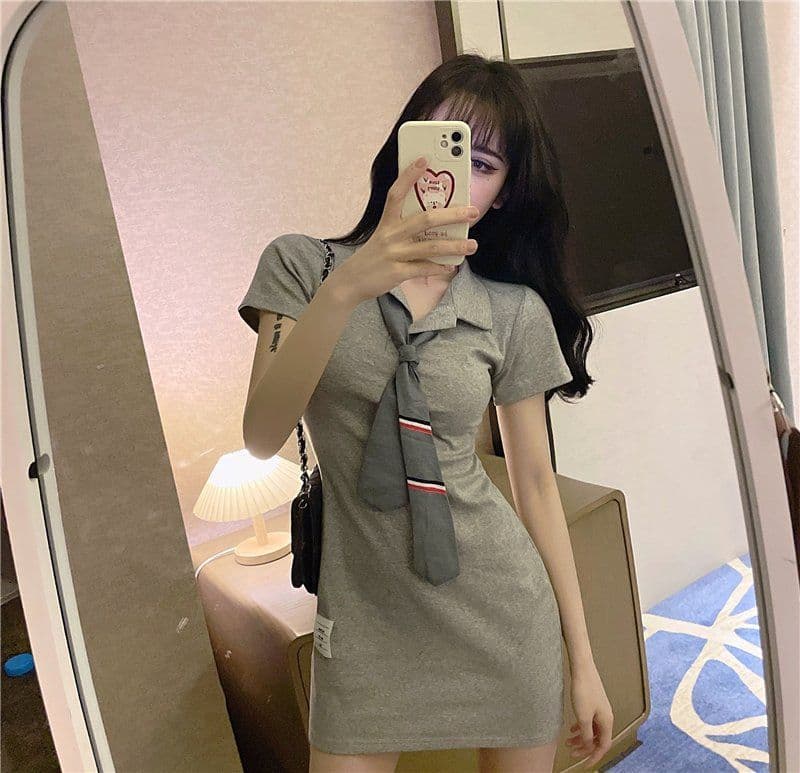 경기 넥타이 차가운 소란스런 소리를 내며 움직이다 슈퍼 매운맛 야구 선수 슬림해 보이는 여성 드레스 POLO 칼라 활력 소녀 욕망 순수한 치마 상세 이미지 7
