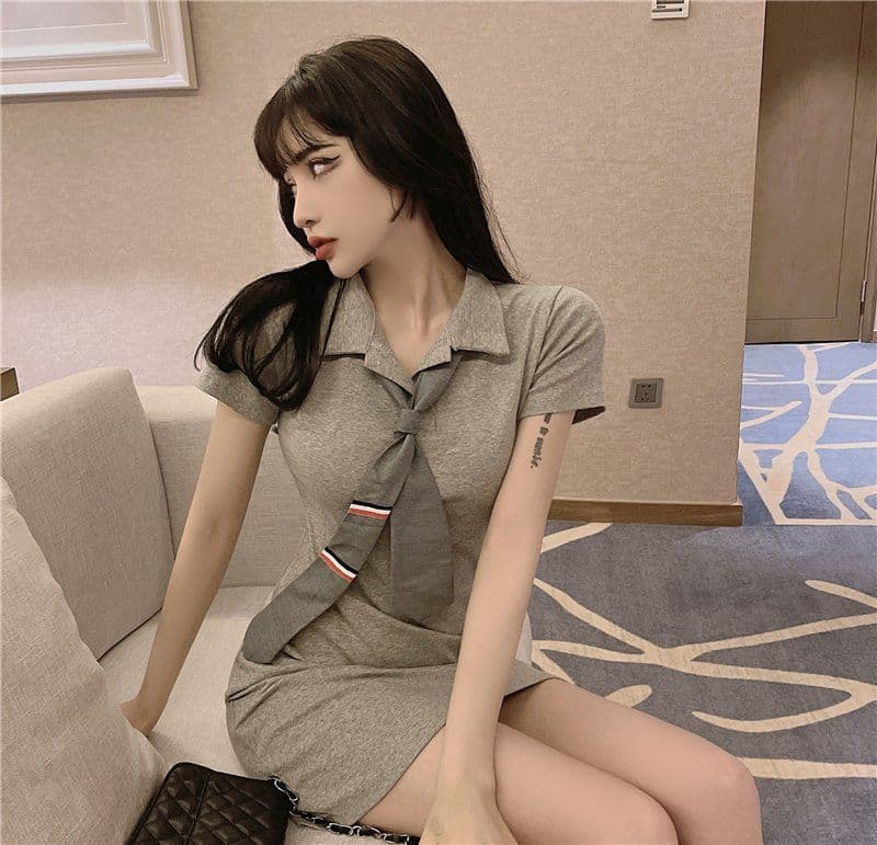 경기 넥타이 차가운 소란스런 소리를 내며 움직이다 슈퍼 매운맛 야구 선수 슬림해 보이는 여성 드레스 POLO 칼라 활력 소녀 욕망 순수한 치마 상세 이미지 8