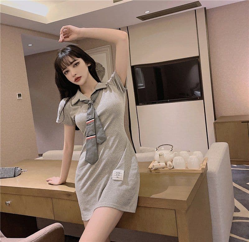 경기 넥타이 차가운 소란스런 소리를 내며 움직이다 슈퍼 매운맛 야구 선수 슬림해 보이는 여성 드레스 POLO 칼라 활력 소녀 욕망 순수한 치마 상세 이미지 10