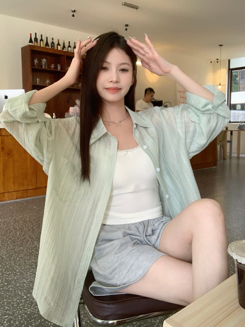 스트라이프 자외선 차단 의류 여성 셔츠 2026 봄 여름 디자인 센스 루즈핏 느긋한 바람 긴팔 맨위 얇은 스타일 셔츠 재킷 상세 이미지 11