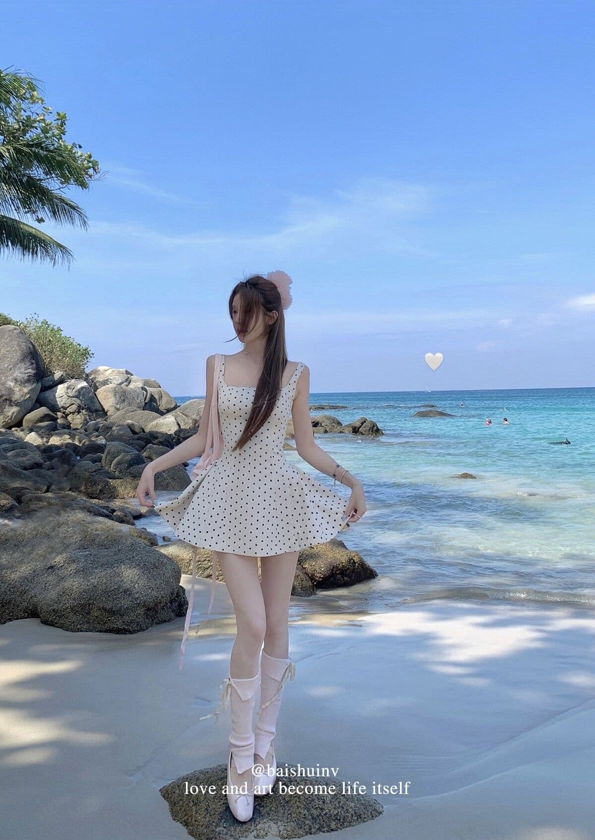 정장 원단 miu 부서 도트 무늬 살구 색상 광장 칼라 슬립 여성 드레스 프랑스식 순수한 허리 수축 치마 상세 이미지 3