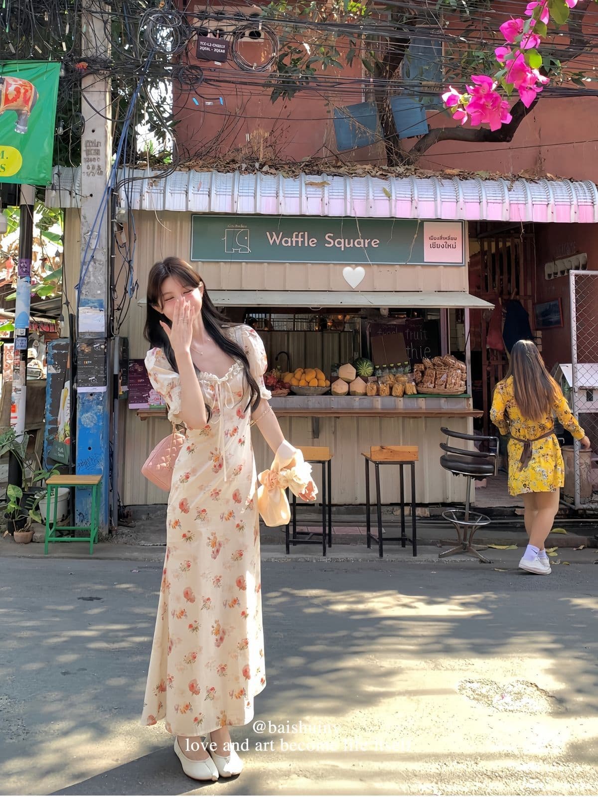 화이트 타워 장미 여성 드레스 부드러운 요정 바람 여름 가을 레이스 한 부서 chic Chic 착용 가져 가라. 분위기 센스 롱 스커트 이미지 5