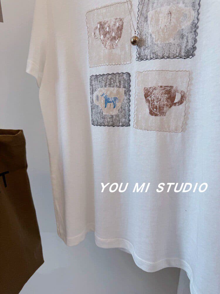 한 부서 여름 새로운 루즈핏 다용도 chic 프린트 반팔 티셔츠 슬림해 보이는 캐주얼 느긋한 편안함 연령 감소 맨위 상세 이미지 22