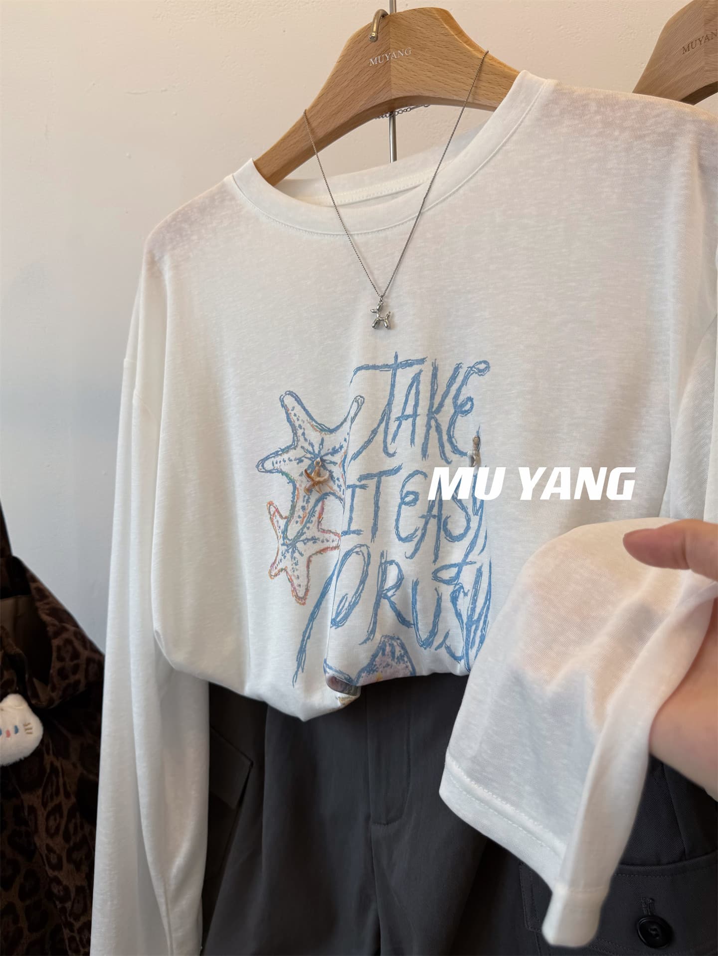 한 부서 여름 새로운 루즈핏 다용도 chic 프린트 반팔 티셔츠 슬림해 보이는 캐주얼 느긋한 편안함 연령 감소 맨위