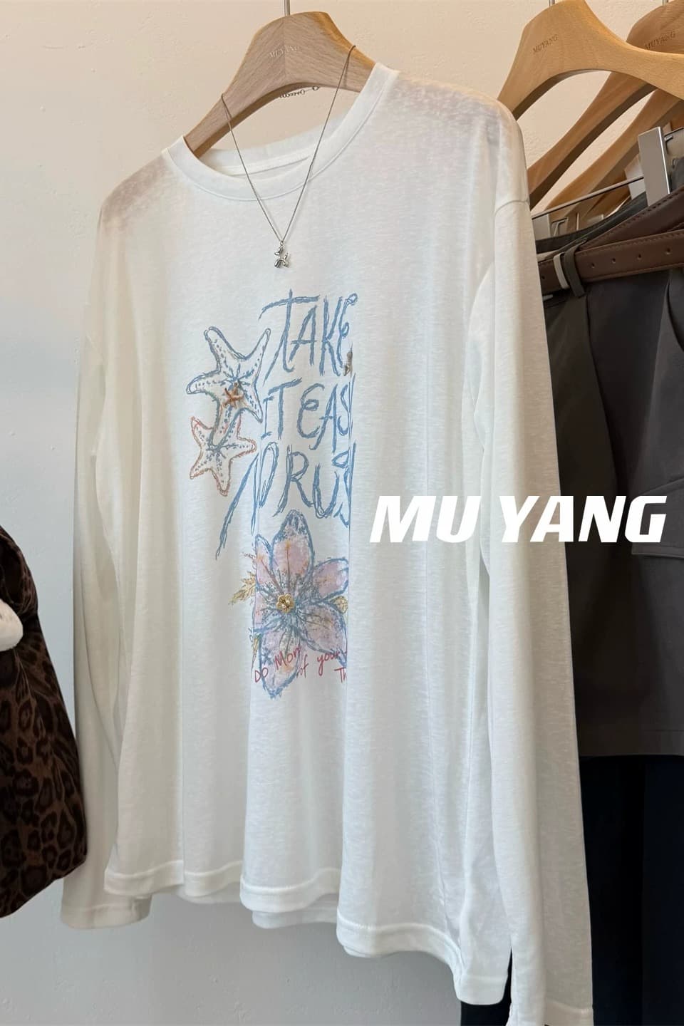 한 부서 여름 새로운 루즈핏 다용도 chic 프린트 반팔 티셔츠 슬림해 보이는 캐주얼 느긋한 편안함 연령 감소 맨위 이미지 6