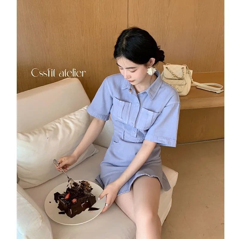 2026 년 새로운 인어 꼬리 슈퍼 요정 캐주얼 데님 드레스 허리 수축 봄 여름 작은 대중 디자인 고급 센스 치마 이미지 4