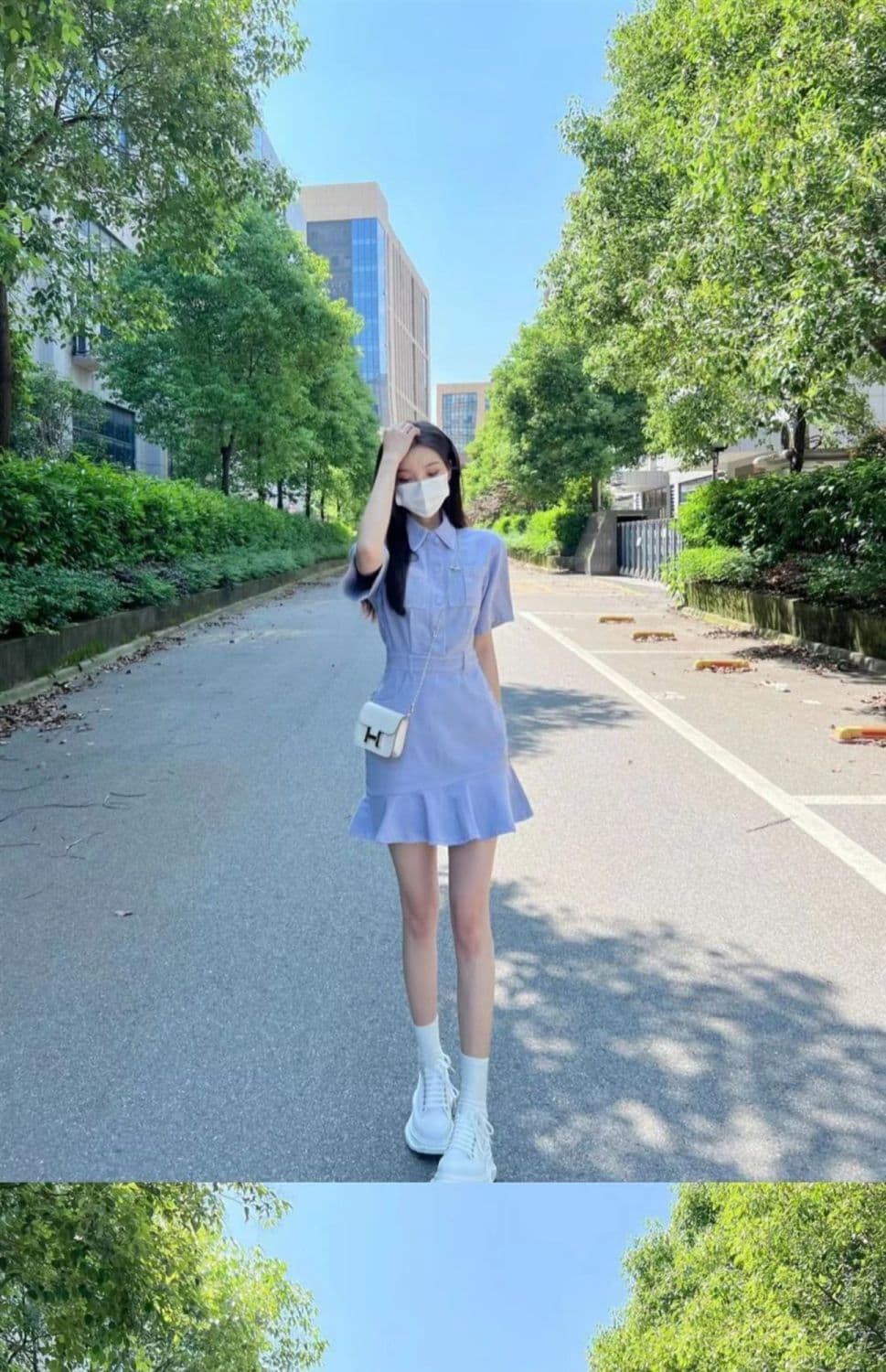프로방스 인어 꼬리 파란색 데님 드레스 새로운 여름 작은 대중 디자인 고급 센스 작은 키 부드러운 바람 상세 이미지 2