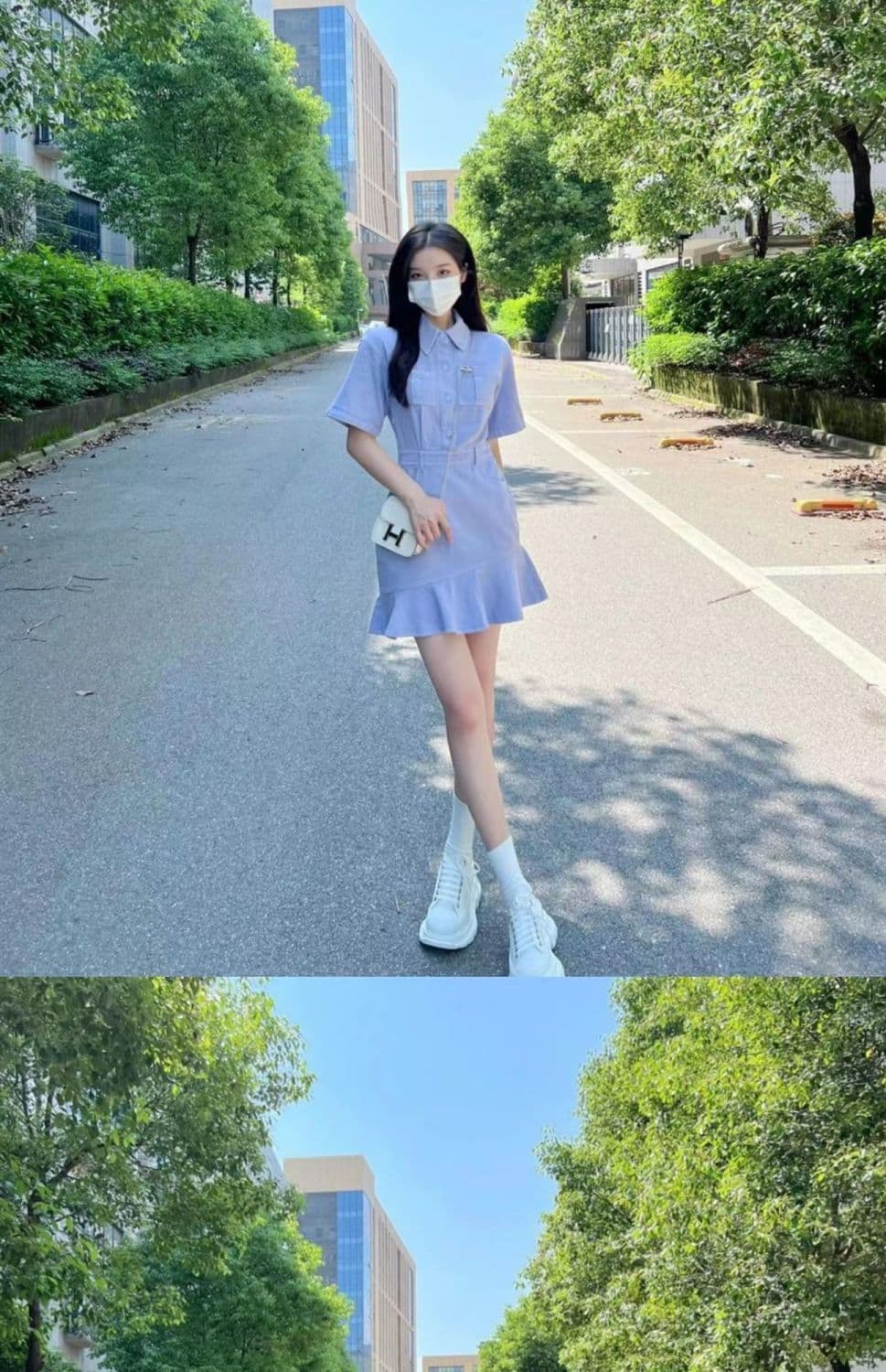 프로방스 인어 꼬리 파란색 데님 드레스 새로운 여름 작은 대중 디자인 고급 센스 작은 키 부드러운 바람 상세 이미지 5