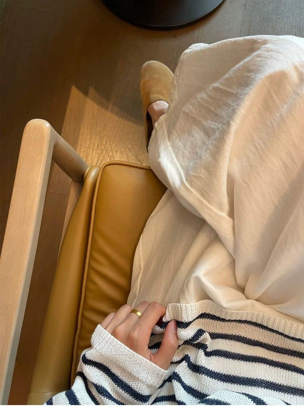 면 린넨 와이드 레깅스 바지 여름 얇은 스타일 통통한 여동생 mm 느긋한 바람 하이웨이스트 루즈핏 모통이 칼 바지 캐주얼 9부 바지 여성 상세 이미지 6