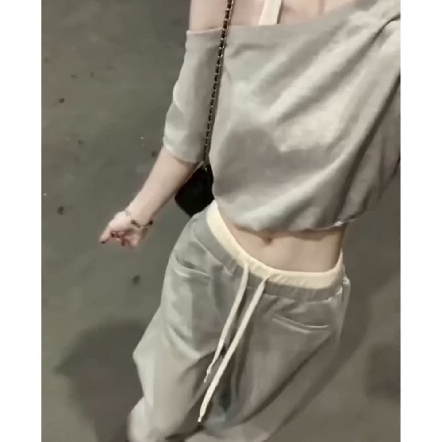 여름 학원 스타일 몸매 가꾸기 행침 목 맨위 펌프 로프 와이드 레그 팬츠 디자인 chic 다용도 작은 대중 빅 사이즈 에이즈 환자 여성 세트 이미지 5