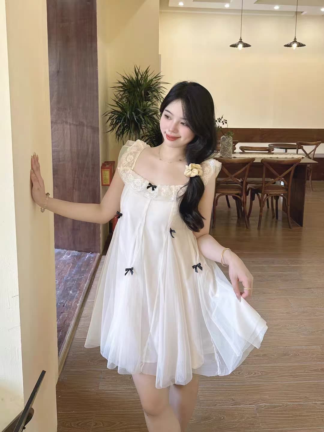 슈퍼 요정 달콤함 인형 치마 라운드 넥 나비 매듭 Feifei 소매 슈퍼 잘 생긴 작은 키 민소매 여성 봄 여름 드레스 드레스 이미지 3