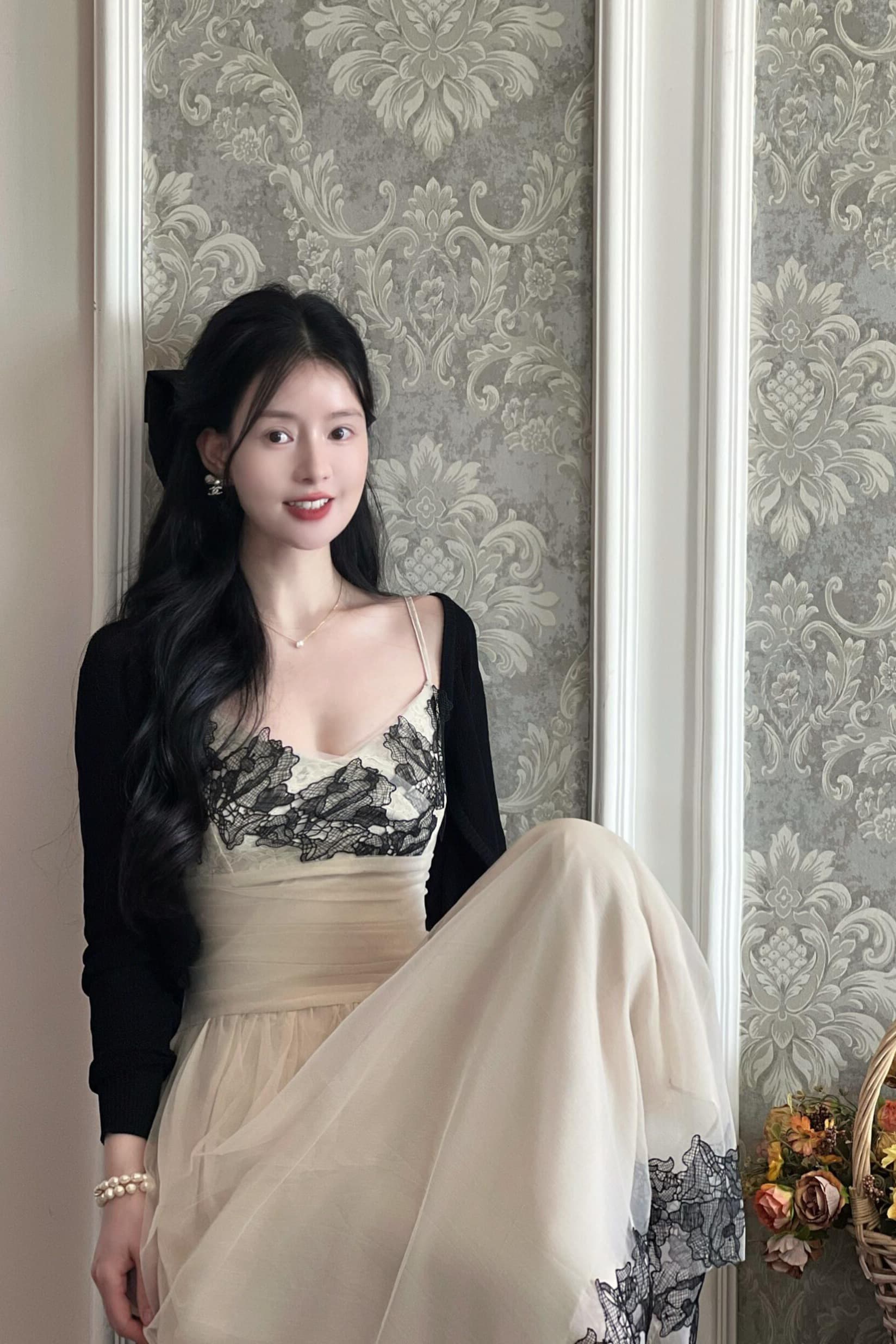 solo 폭발 폭발 레이스 비밀 상황 섹시함 레이스 슬립 드레스 프랑스식 레이스 조각 허리 수축 망사 여성 드레스 이미지 6