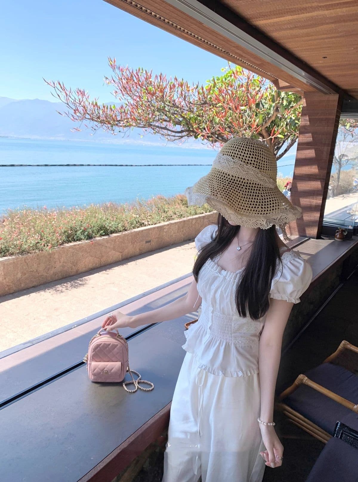 화이트 워터 여성 화이트 장미 우유 푸 거품 소매 맨위 여성 순수한 욕망 바람 분위기 센스 몸매 가꾸기 슬림해 보이는 외출용 반팔 맨위 상세 이미지 21