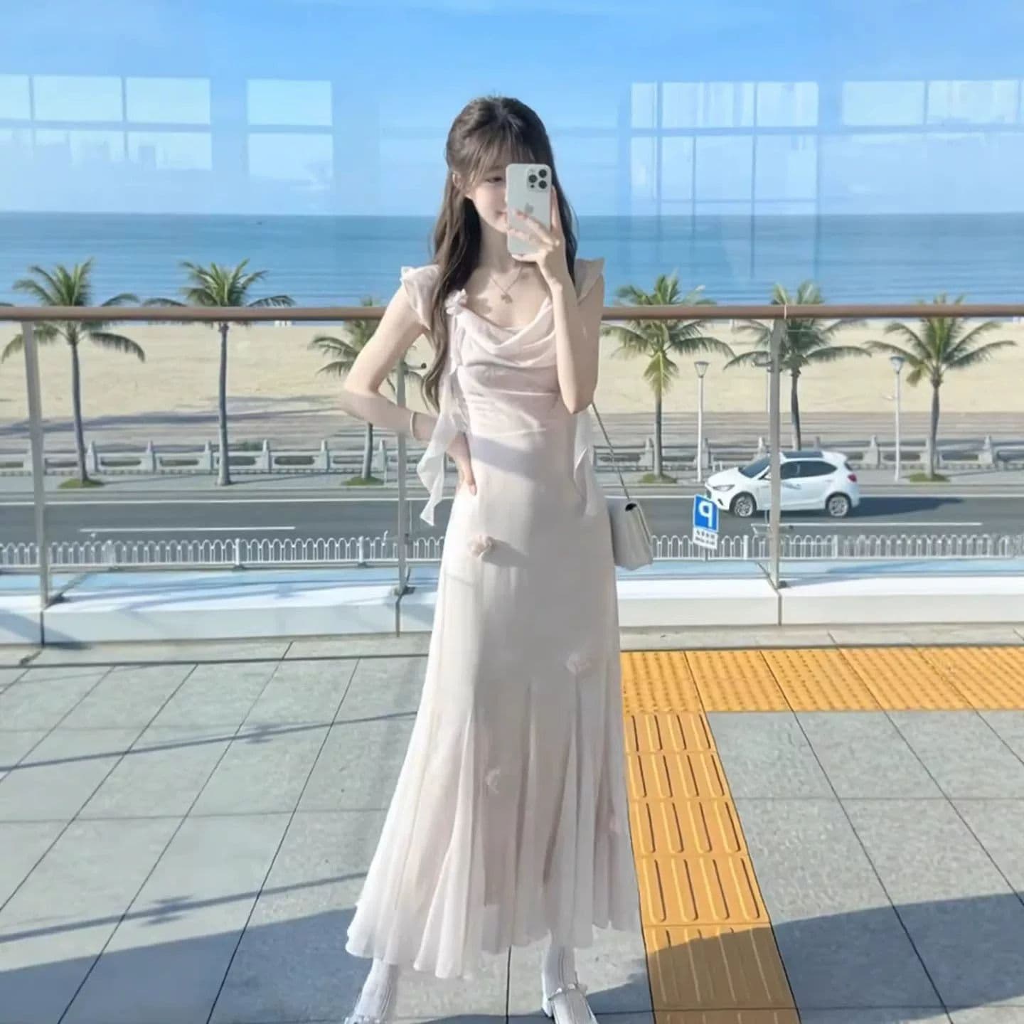 부드러운 바람 품격 슈퍼 요정 흔들다 칼라 슬립 드레스 2026 여름 새로운 우아함 아름다운 허리 수축 롱 스커트 여성 의류 상세 이미지 10