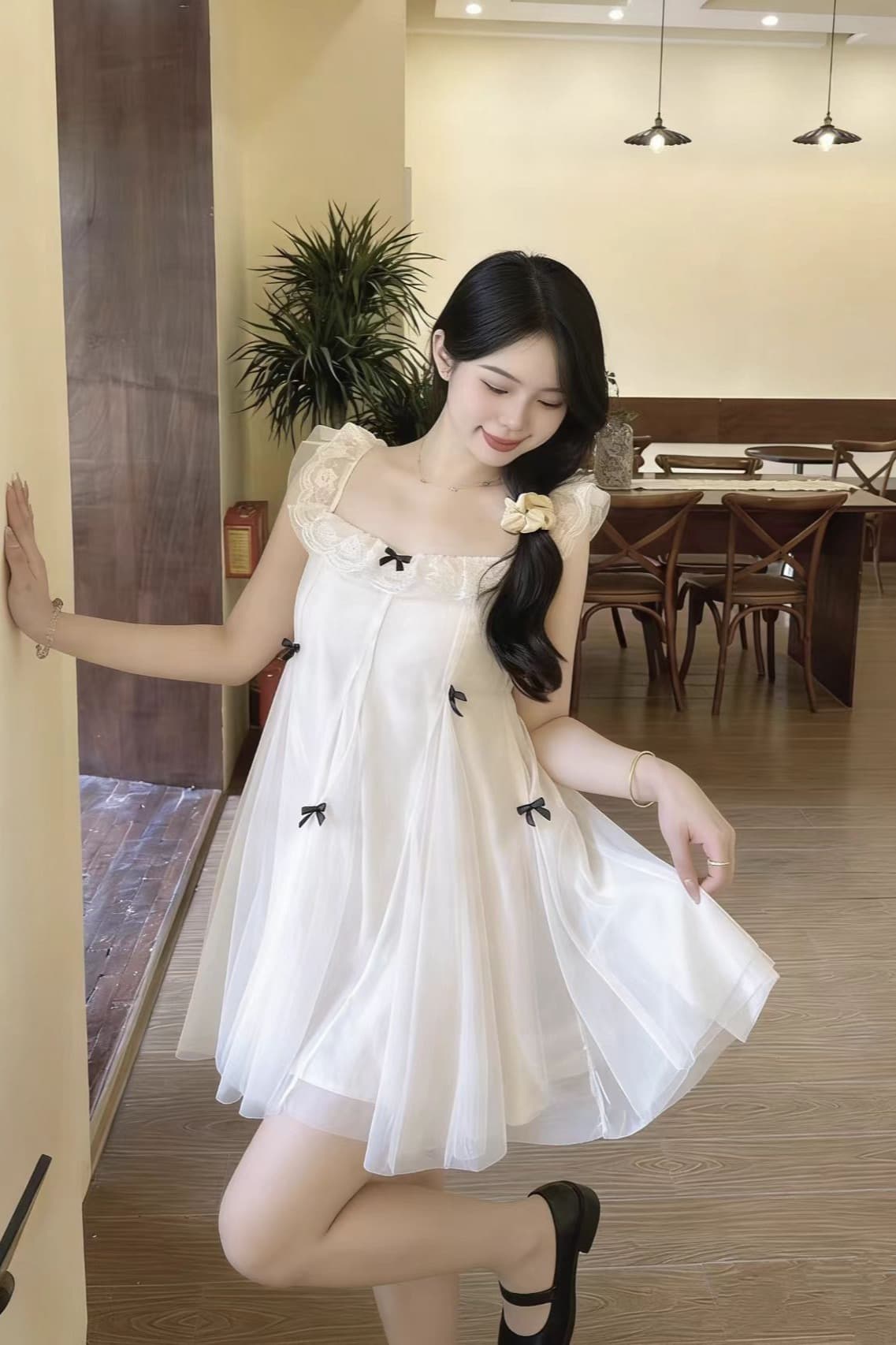 슈퍼 요정 달콤함 인형 치마 라운드 넥 나비 매듭 Feifei 소매 슈퍼 잘 생긴 작은 키 민소매 여성 봄 여름 드레스 드레스 이미지 6