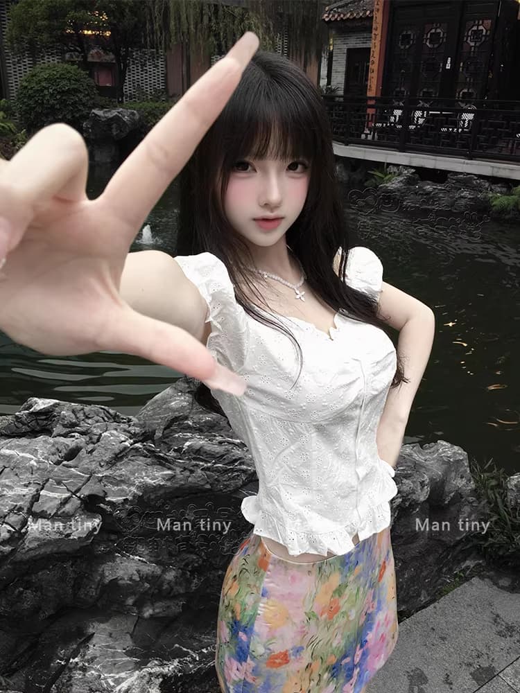 초여름 아름다운 작은 치마 여름 miu 부서 부유 한 가족 천 골드 센스 착용 가져 가라. 로얄 자매 빛 요리 한 작은 대중 아니요 명중 섹션 세트 이미지 3