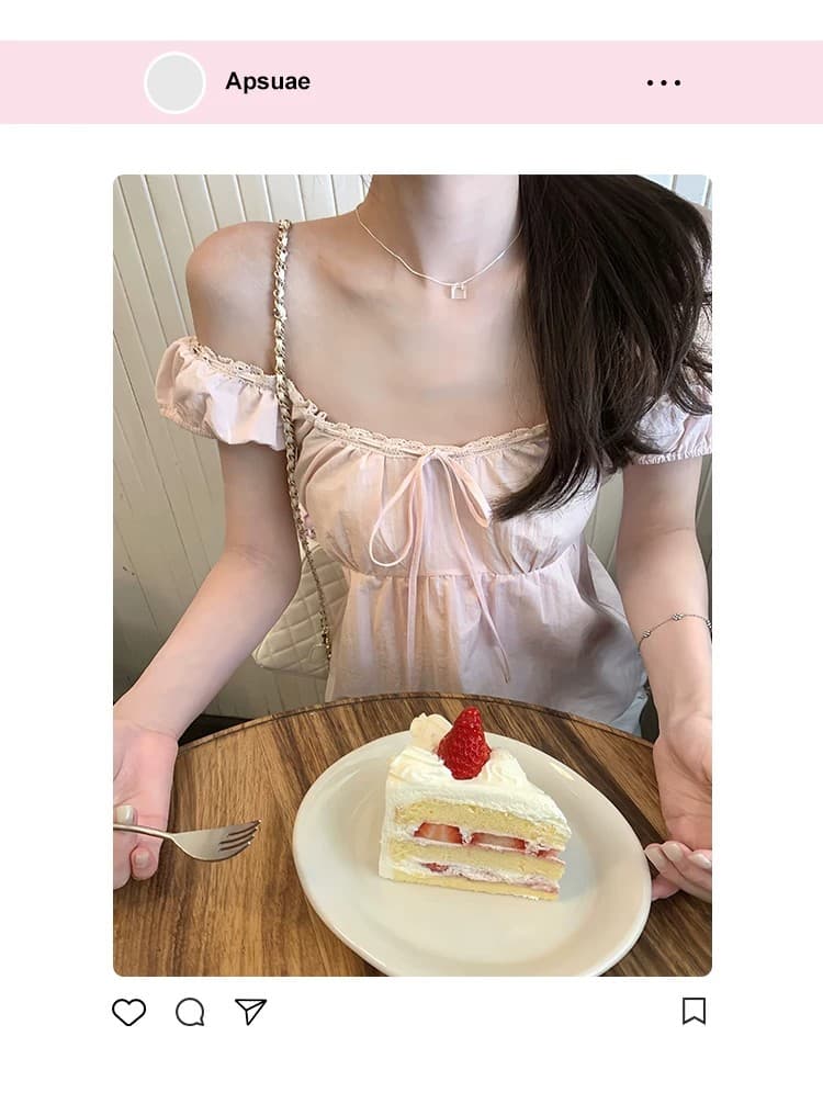 프랑스식 미니멀리즘 부드러운 바람 패치워크 디자인 센스 작은 대중 오프숄더 고급 센스 여름 새로운 맨위 여성 상세 이미지 8