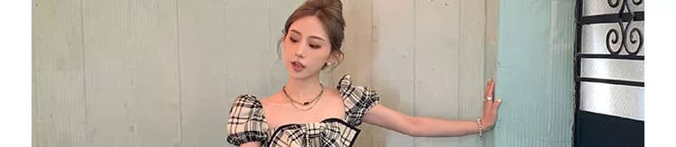 2026 여름 chic 달콤한 매운맛 바람 섹시한 여자 여름 체크무늬 아름다움 라드. 레트로 착용 가져 가라. 핫걸 작은 맨위 상세 이미지 11
