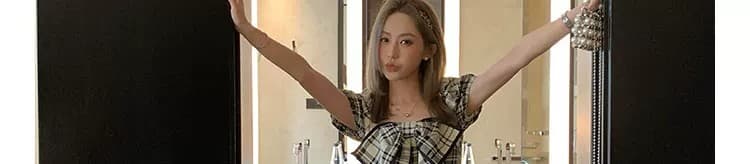 2026 여름 chic 달콤한 매운맛 바람 섹시한 여자 여름 체크무늬 아름다움 라드. 레트로 착용 가져 가라. 핫걸 작은 맨위 상세 이미지 143