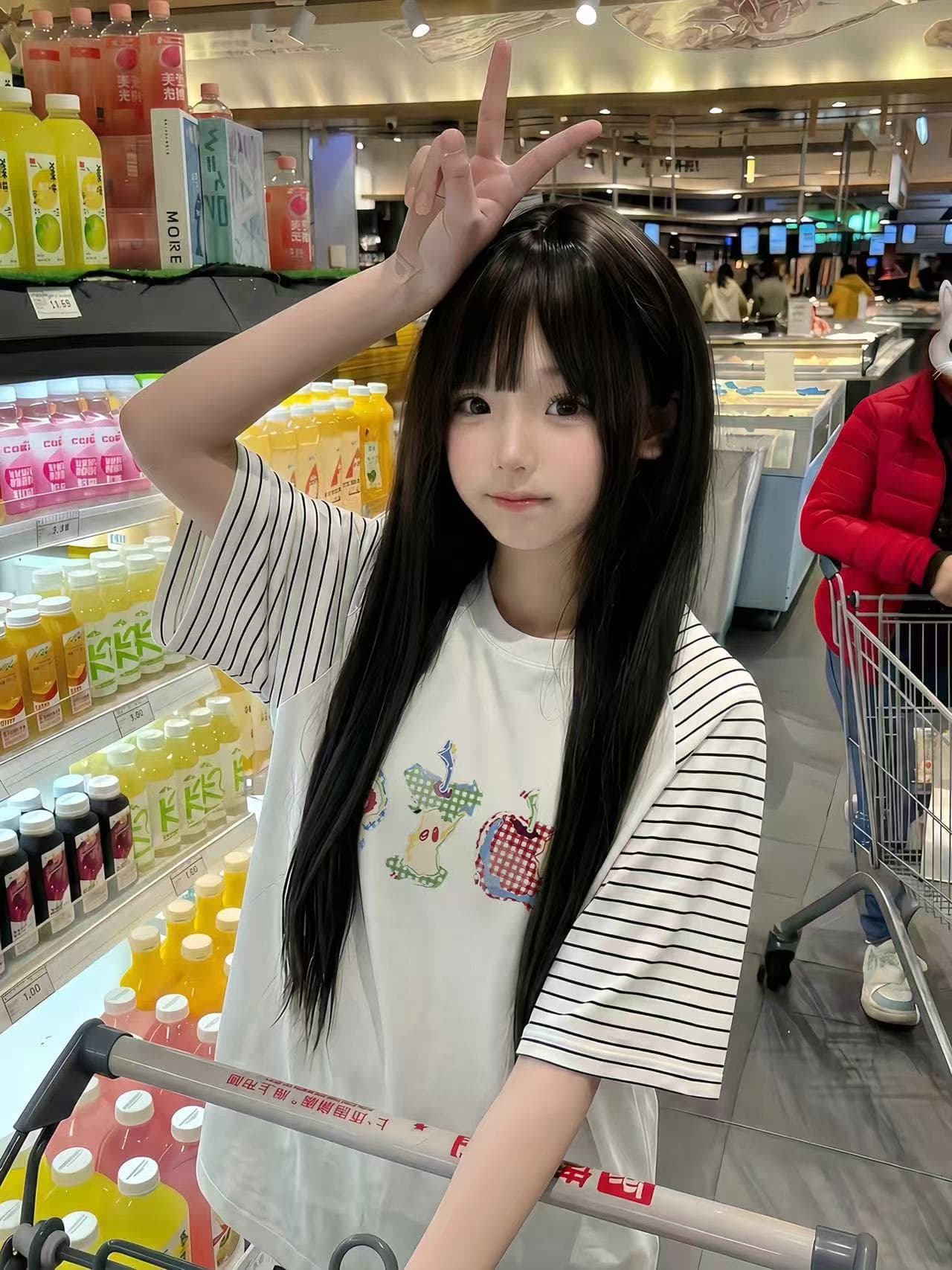 순면 chic Chic 삽입 어깨 패치워크 조수 브랜드 하라주쿠 와이드 연령 감소 반팔 티셔츠 여성 새로운 여름 슬림해 보이는 t 맨위 상세 이미지 5
