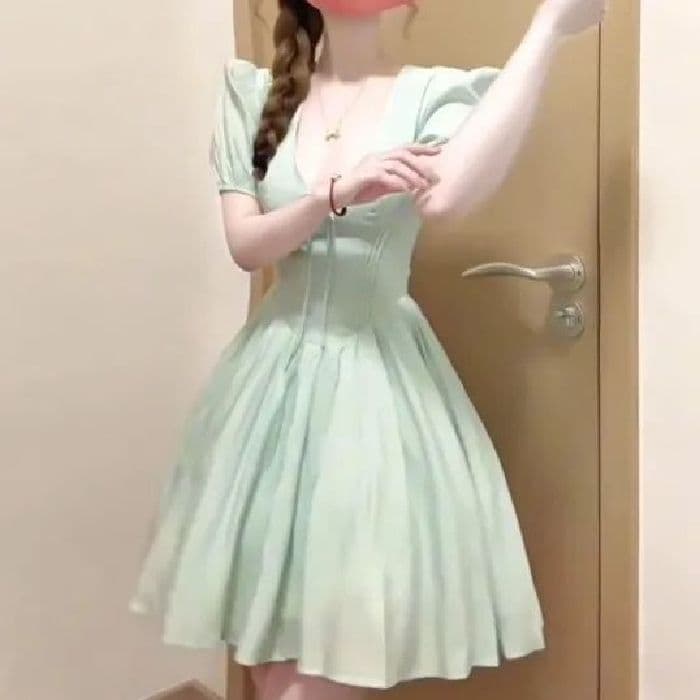 빅 사이즈 순수한 욕망 바람 박하 남자 웨이브 공주 드레스 여성 여름 통통한 여동생 디자인 센스 슬림해 보이는 휴가 섹션 드레스 이미지 2