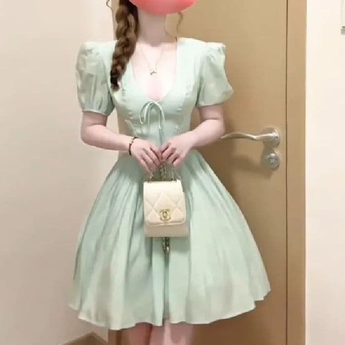 빅 사이즈 순수한 욕망 바람 박하 남자 웨이브 공주 드레스 여성 여름 통통한 여동생 디자인 센스 슬림해 보이는 휴가 섹션 드레스