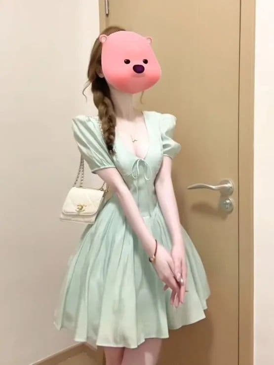 빅 사이즈 순수한 욕망 바람 박하 남자 웨이브 공주 드레스 여성 여름 통통한 여동생 디자인 센스 슬림해 보이는 휴가 섹션 드레스 상세 이미지 3