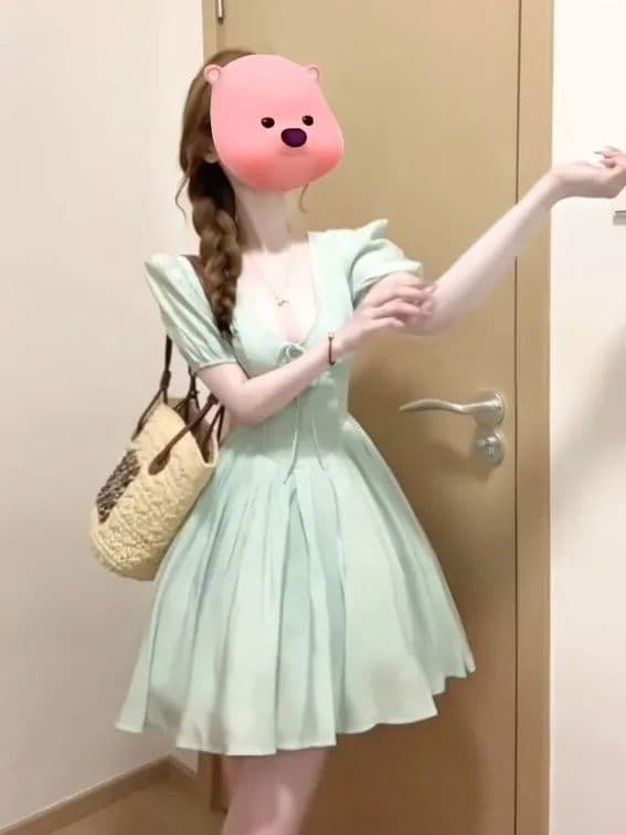 빅 사이즈 순수한 욕망 바람 박하 남자 웨이브 공주 드레스 여성 여름 통통한 여동생 디자인 센스 슬림해 보이는 휴가 섹션 드레스 상세 이미지 4