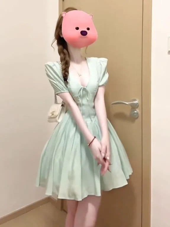 빅 사이즈 순수한 욕망 바람 박하 남자 웨이브 공주 드레스 여성 여름 통통한 여동생 디자인 센스 슬림해 보이는 휴가 섹션 드레스 상세 이미지 6