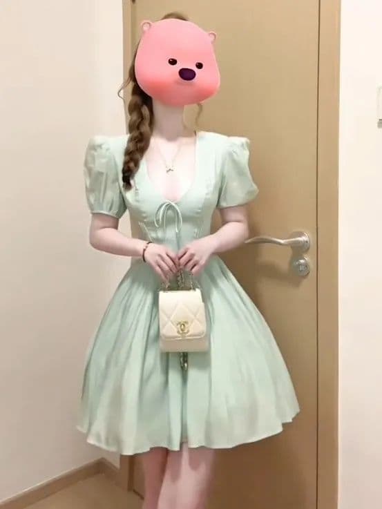 빅 사이즈 순수한 욕망 바람 박하 남자 웨이브 공주 드레스 여성 여름 통통한 여동생 디자인 센스 슬림해 보이는 휴가 섹션 드레스 상세 이미지 7