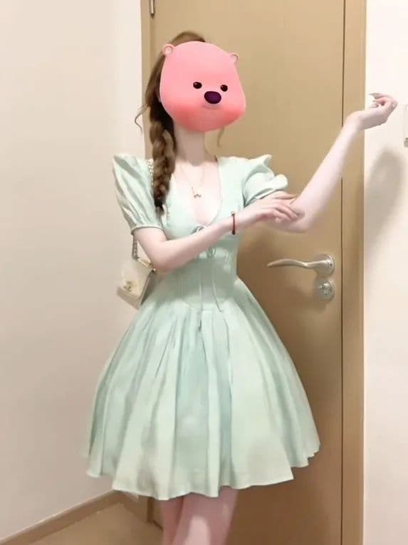 빅 사이즈 순수한 욕망 바람 박하 남자 웨이브 공주 드레스 여성 여름 통통한 여동생 디자인 센스 슬림해 보이는 휴가 섹션 드레스 상세 이미지 8