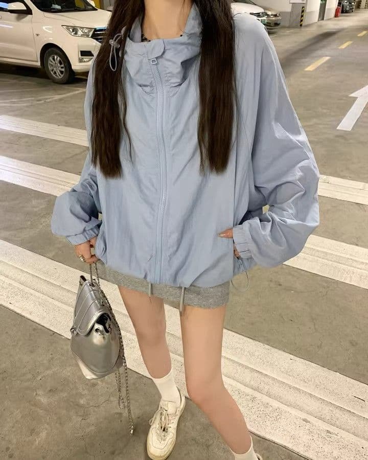 캐주얼 운동 바람 긴팔 재킷 여성 코트 여름 새로운 느긋한 루즈핏 다용도 긴팔 후드 자외선 차단 맨위 상세 이미지 17