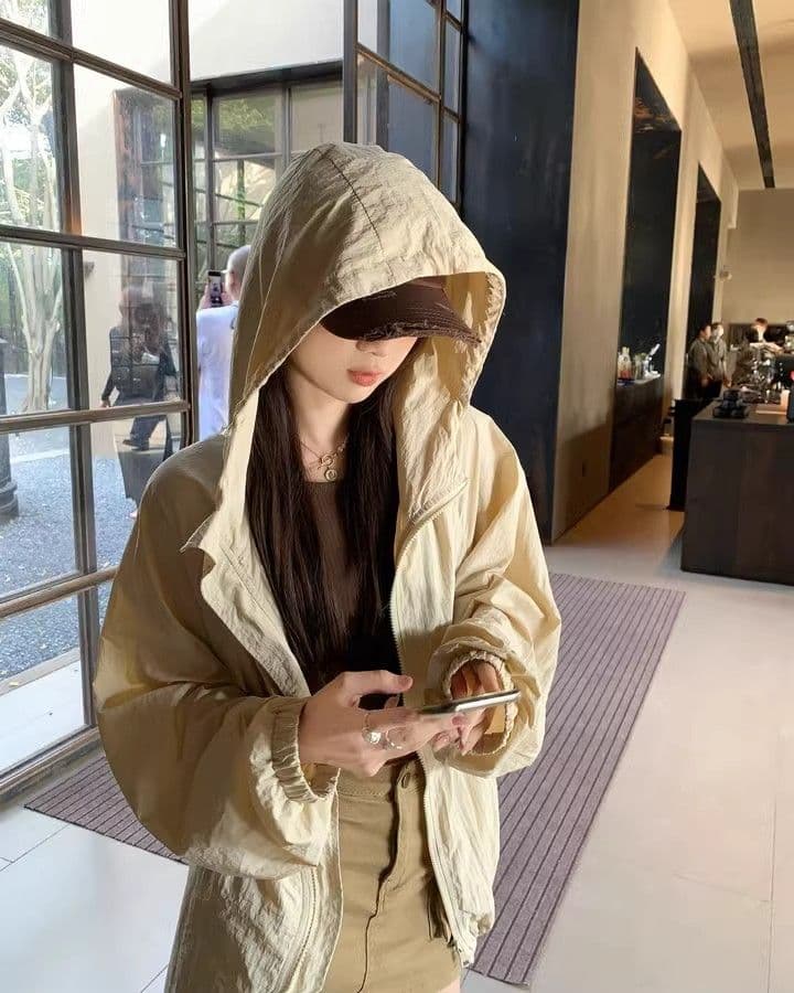 캐주얼 운동 바람 긴팔 재킷 여성 코트 여름 새로운 느긋한 루즈핏 다용도 긴팔 후드 자외선 차단 맨위 상세 이미지 21