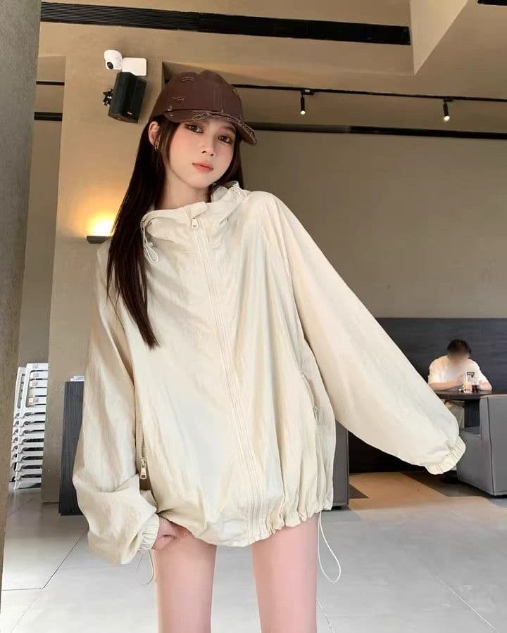 캐주얼 운동 바람 긴팔 재킷 여성 코트 여름 새로운 느긋한 루즈핏 다용도 긴팔 후드 자외선 차단 맨위 상세 이미지 22