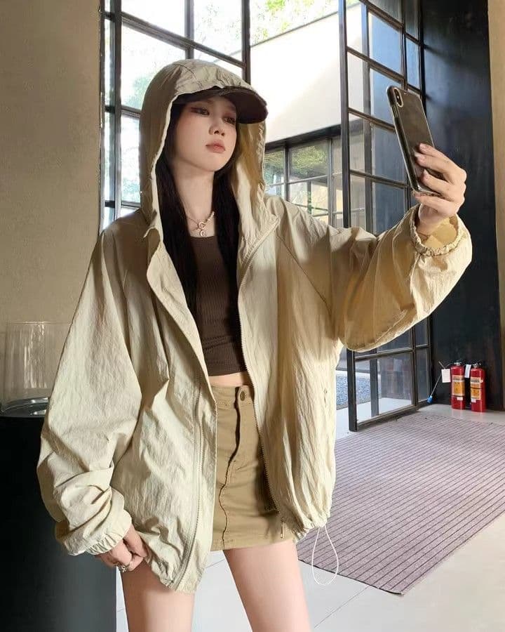 캐주얼 운동 바람 긴팔 재킷 여성 코트 여름 새로운 느긋한 루즈핏 다용도 긴팔 후드 자외선 차단 맨위 상세 이미지 24