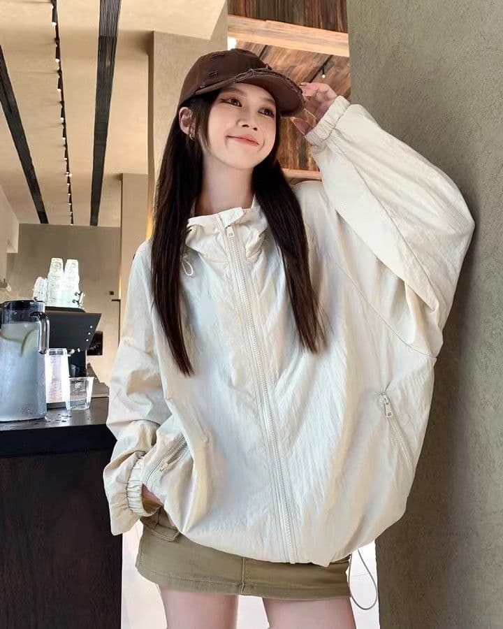 캐주얼 운동 바람 긴팔 재킷 여성 코트 여름 새로운 느긋한 루즈핏 다용도 긴팔 후드 자외선 차단 맨위 상세 이미지 25